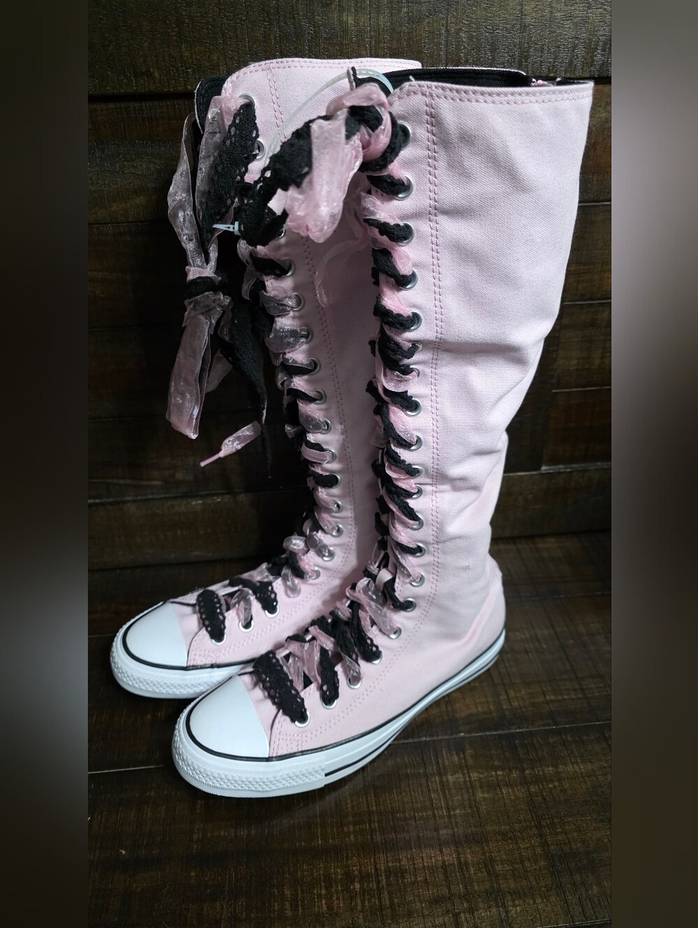 Converse All Star Knee High Lace Up Bubblegum Pink Lace Shoestrings Womens 7.5